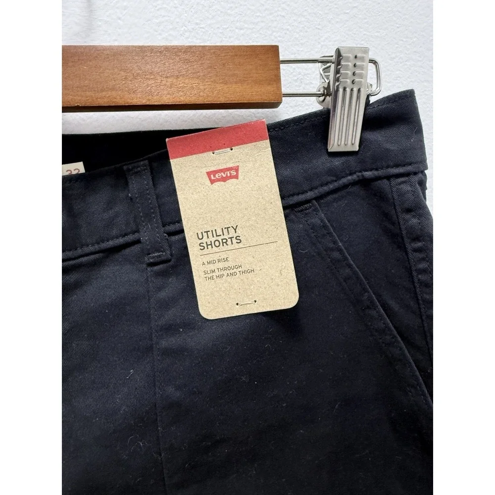 Levi's Utility Shorts Women's Size 32 Black Mid Rise Stretch Cotton NWT Levis‎